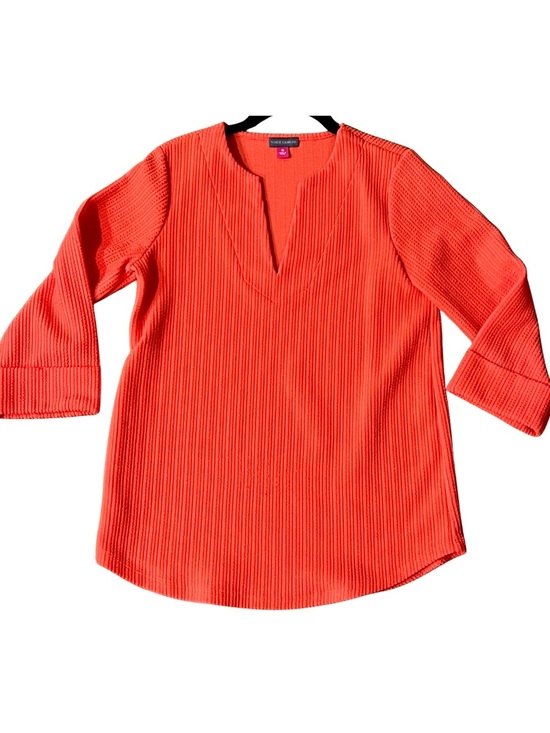 Vince Camuto Tops - Vince Camuto Bright Coral Textured Tunic Blouse | XS | 3/4 Sleeve